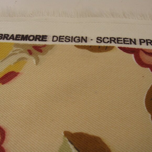 Braemore Fabric Red Yellow Floral 2.5 Yards Oversized Flowers Upholstery Cotton - Picture 7 of 7